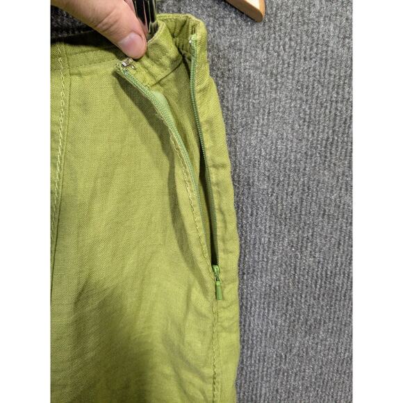 J Jill Linen Skirt Womens 10 Midi Green Twirl Indie Prep Boho Eclectic Casual - Picture 7 of 11